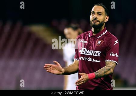 Grigoris Kastanos de l'US Salernitana lors du match de football Serie A entre l'US Salernitana et l'AC Monza au stade Arechi de Salerne (Italie), le 24 février 2024. Banque D'Images