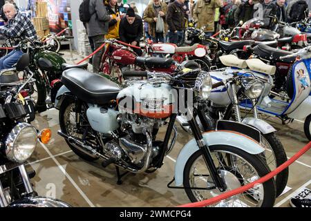 Le Bristol Classic Motorcycle Show 2024. Triumph Twin Motorcycle restauré. Banque D'Images