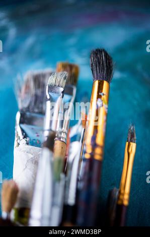 Still Life of an artist's paintbrushes Banque D'Images
