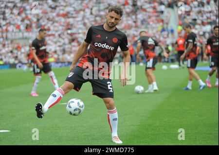 Buenos Aires, Argentine, 25 février 2024. Sebastian Boselli lors du match entre River plate et Boca Juniors. Crédit : Workphotoagencia/Alamy Live News Banque D'Images