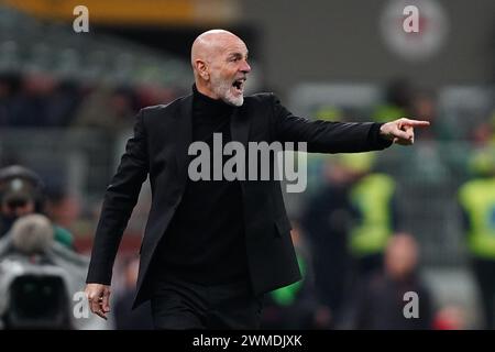 Milan, Italie. 06 janvier 2024. Foto Spada/LaPresse 25 febbraio 2024 - Milano, Italia - sport, calcio - Milan vs Atalanta - Campionato Italiano di calcio Serie A TIM 2023/2024 - Stadio San Siro. Nella foto : Stefano Pioli (AC Milan) ; Febraury 25, 2024, 2024 Milan, Italie - sport, calcio - Milan vs Atalanta - Championnat italien de football Serie A 2023/2024 - stade San Siro. Sur la photo : : Stefano Pioli (AC Milan) ; crédit : LaPresse/Alamy Live News Banque D'Images