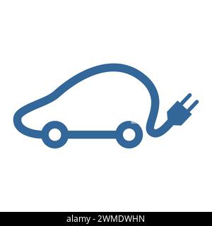 Symbole de voiture électrique avec câble et prise Banque D'Images