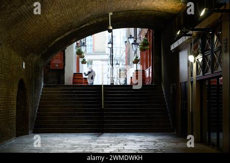 2 février 2024 - londonuk : passage Craven à Londres, et rue victorienne voûtée souterraine. Banque D'Images