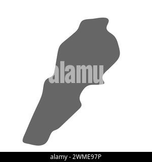 Carte simplifiée du Liban. Carte lisse élégante grise. Icônes vectorielles isolées sur fond blanc. Illustration de Vecteur