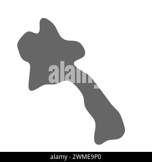 Carte simplifiée du pays du Laos. Carte lisse élégante grise. Icônes vectorielles isolées sur fond blanc. Illustration de Vecteur