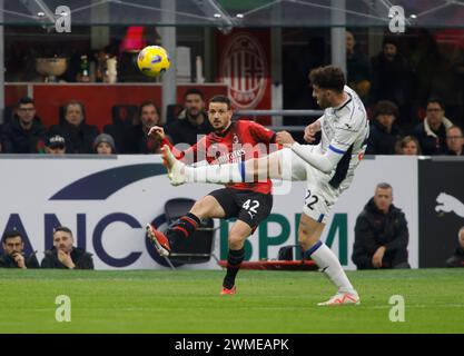 Milan, Italie. 25 février 2024. Alessandro Florenzi de l'AC Milan lors du match de football italien Serie A entre l'AC Milan et Atalanta BC le 25 février 2024 au stade San Siro de Milan, Italie. Crédit : Nderim Kaceli/Alamy Live News Banque D'Images