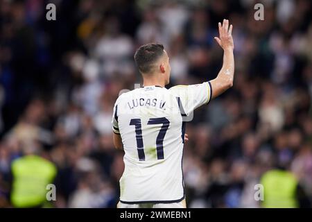 Madrid, Madrid, Espagne. 25 février 2024. Lucas Vazquez du Real Madrid CF lors du match de football de la Liga entre le Real Madrid CF et le Sevilla FC au stade Santiago Bernabeu de Madrid, Espagne, le 25 février 2024 (crédit image : © Ruben Albarran/ZUMA Press Wire) USAGE ÉDITORIAL SEULEMENT! Non destiné à UN USAGE commercial ! Banque D'Images