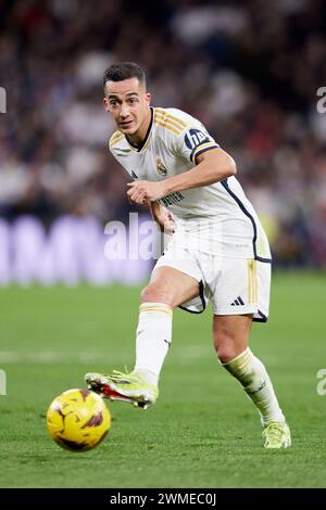 Madrid, Madrid, Espagne. 25 février 2024. Lucas Vazquez du Real Madrid CF lors du match de football de la Liga entre le Real Madrid CF et le Sevilla FC au stade Santiago Bernabeu de Madrid, Espagne, le 25 février 2024 (crédit image : © Ruben Albarran/ZUMA Press Wire) USAGE ÉDITORIAL SEULEMENT! Non destiné à UN USAGE commercial ! Banque D'Images