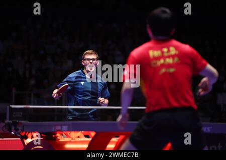 BEXCO Convention Centre, Busan, Corée du Sud. 25 février 2024. Alexis LEBRUN (FRA), 25 FÉVRIER 2024 - Tennis de table : ITTF World Team Tennis Tennis de table finale finale Busan 2024 finale par équipe masculine au BEXCO Convention Centre, Busan, Corée du Sud. Crédit : YUTAKA/AFLO SPORT/Alamy Live News Banque D'Images