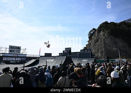 Kanagawa, Japon. Crédit : MATSUO. 24 février 2024. Vue générale BMX : Enoshima Wave Fest UCI BMX Freestyle Park & Flatland World Cup à Enoshima à Kanagawa, Japon. Crédit : MATSUO .K/AFLO SPORT/Alamy Live News Banque D'Images