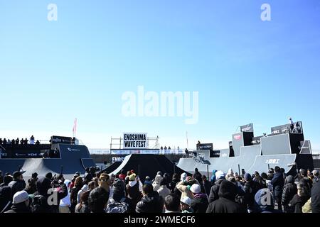 Kanagawa, Japon. Crédit : MATSUO. 24 février 2024. Vue générale BMX : Enoshima Wave Fest UCI BMX Freestyle Park & Flatland World Cup à Enoshima à Kanagawa, Japon. Crédit : MATSUO .K/AFLO SPORT/Alamy Live News Banque D'Images