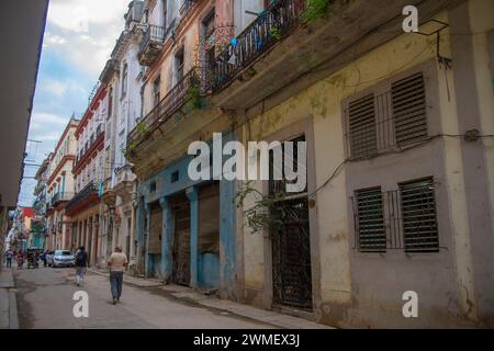 Bâtiments historiques sur Calle Aguacate Street entre Teniente Rey (rue Brasil) et Muralla Street dans la vieille Havane (la Habana Vieja), Cuba. Vieille Havane Banque D'Images