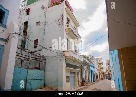 Bâtiments historiques sur Calle Aguacate Street entre Teniente Rey (rue Brasil) et Muralla Street dans la vieille Havane (la Habana Vieja), Cuba. Vieille Havane Banque D'Images