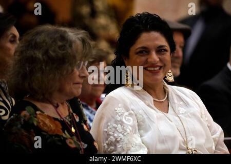 Mexico, Mexique. 25 février 2024. Ministre de la culture, Alejandra Frausto, Margarita Bermudez lors de l'hommage posthume au romancier Jose Agustin Ramirez au Palais des Beaux-Arts de Mexico. Le 25 février 2024 à Mexico, Mexique (crédit image : © Luis Barron/eyepix via ZUMA Press Wire) USAGE ÉDITORIAL SEULEMENT! Non destiné à UN USAGE commercial ! Banque D'Images