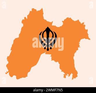 La carte du Khalistan, Une vision de souveraineté et d'identité, Punjab Uni Illustration de Vecteur