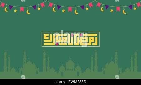 Ramadan Moubarak Greeting fichier vectoriel en calligraphie arabe avec un style classique spécialement pour Ramadan Wish et design pour musulman Illustration de Vecteur