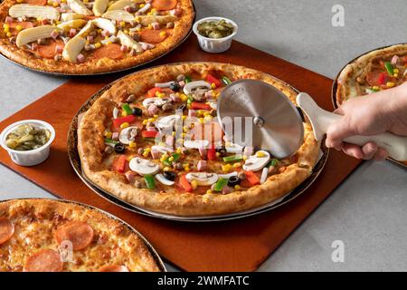Plat coréen Cheese God Pizza Pepperoni Pizza Cheese Crust Pizza Pizza Potato Pizza Banque D'Images