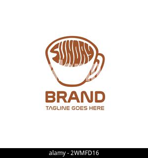 Modèle de conception de logo de tasse à café. Icône de vecteur de boisson chaude. Illustration de Vecteur