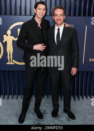 LOS ANGELES, CALIFORNIE, États-Unis - 24 FÉVRIER : Nicholas Braun et Matthew Macfadyen arrivent à la 30e cérémonie annuelle Screen Actors Guild Awards qui se tient au Shrine Auditorium and Expo Hall le 24 février 2024 à Los Angeles, Californie, États-Unis. (Photo de Xavier Collin/image Press Agency) Banque D'Images