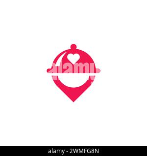 Logo PIN Food Design simple. Logo Love Food Illustration de Vecteur