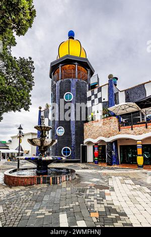 Le Hundertwasser Art Centre à Whangarei, Northland, Nouvelle-Zélande le dimanche 25 février 2024. Photo : David Rowland / One-Image.com Banque D'Images