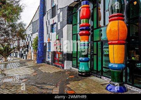 Le Hundertwasser Art Centre à Whangarei, Northland, Nouvelle-Zélande le dimanche 25 février 2024. Photo : David Rowland / One-Image.com Banque D'Images