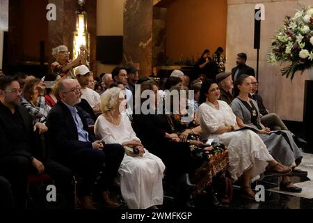 Non exclusif : 25 février 2024, Mexico, Mexique : ministre de la culture, Alejandra Frausto, écrivain et romancière Elena Poniatowska, Margarita Be Banque D'Images