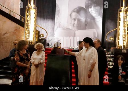 Non exclusif : 25 février 2024, Mexico, Mexique : ministre de la culture, Alejandra Frausto, écrivain et romancière Elena Poniatowska, Margarita Be Banque D'Images