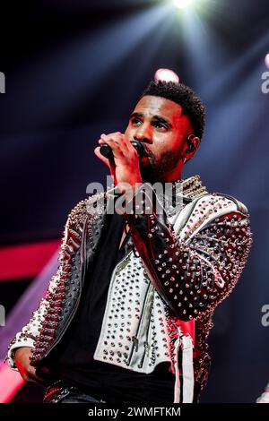 Copenhague, Danemark. 25 février 2024. Le chanteur, compositeur et danseur américain Jason Derulo donne un concert à la Royal Arena de Copenhague. (Crédit photo : Gonzales photo/Alamy Live News Banque D'Images