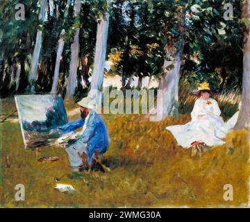 Sargent John Singer - Claude Monet peinture au bord d'un bois Banque D'Images