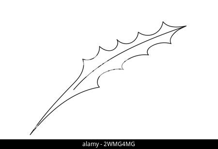 Dessin continu d'une ligne d'une feuille. Ligne Feuille de pissenlit. Concept de nature, écologie, formes organiques. Fond blanc. Élément de conception pour impression, carte postale, scrapbooking, livre de coloriage. Illustration de Vecteur