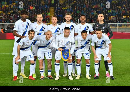 Lecce, Italie. 25 février 2024. L'équipe Inter lors du match de Serie A entre l'US Lecce et le FC Internazionale au stade Ettore Giardiniero le 25 février 2024 à Lecce, italie (photo d'Agostino Gemito/Pacific Press) crédit : Pacific Press Media production Corp./Alamy Live News Banque D'Images