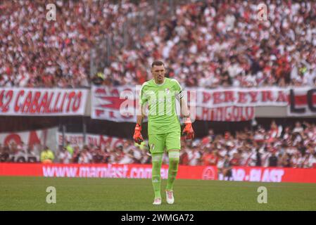 Buenos Aires, Argentine. 25 février 2024. Franco Armani de River plate lors d'un match entre River plate et Boca Juniors dans le cadre de la Copa de la Liga Profesional 2024 le 25 février 2024, à l'Estadio Mas Monumental à Buenos Aires, Argentine. Crédit : Gabriel Sotelo/FotoArena/Alamy Live News Banque D'Images