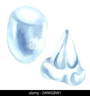 Aquarelle Iceberg bleu cristal de glace avec texture de transparence pour les modèles et les blancs pour les vacances d'hiver, nouvel an, Noël, jour de la Terre, Marine et Banque D'Images