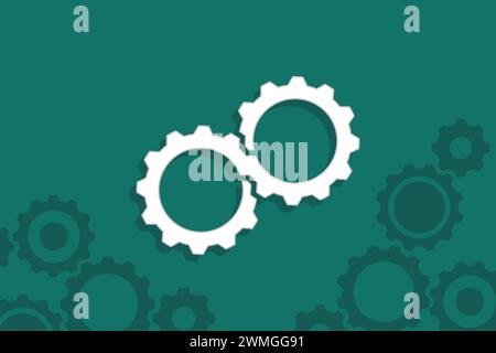 Engrenage Infinity de style plat ou roue dentée liée à un processus sans fin ou à des systèmes durables Banque D'Images