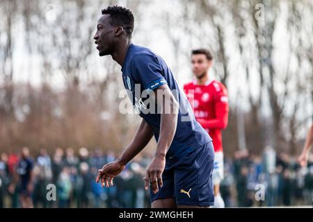 Halmstad, Suède. 25 février 2024. Naeem Mohammed (18 ans) de Halmstad BK vu lors du match de la Svenska Cup entre Halmstads BK et Trelleborgs FF au Sondrums IP à Halmstad. (Crédit photo : Gonzales photo/Alamy Live News Banque D'Images