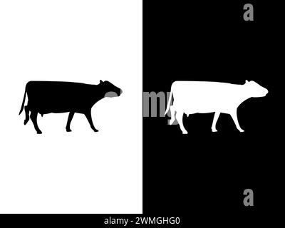 Illustration d'art conception concpet icône noir blanc logo isolé symbole de vache Illustration de Vecteur