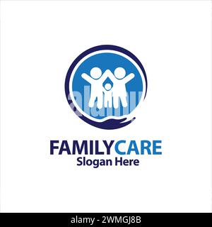 Family Care logo Design Vector Element abstrait style mascotte simple. Icône d'illustration de soins aux personnes symbole de signe pour les associations. Illustration de Vecteur