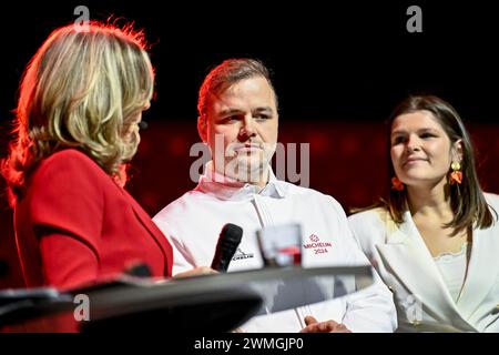 Anvers, Belgique. 26 février 2024. Davy Devlieghere, Chef du restaurant Julien photographié lors de la présentation de la nouvelle édition du guide Michelin 2024 des restaurants et hôtels pour la Belgique et le Luxembourg, à Anvers, lundi 26 février 2024. BELGA PHOTO DIRK WAEM crédit : Belga News Agency/Alamy Live News Banque D'Images