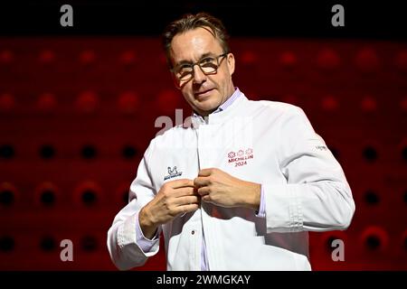 Anvers, Belgique. 26 février 2024. Viki Geunes Chef du restaurant 'Zilte' à Anvers photographié lors de la présentation de la nouvelle édition du guide des restaurants et hôtels Michelin 2024 pour la Belgique et le Luxembourg, à Anvers, lundi 26 février 2024. BELGA PHOTO DIRK WAEM crédit : Belga News Agency/Alamy Live News Banque D'Images