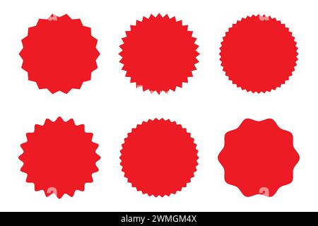 Ensemble de vecteur autocollant de vente de l'icône d'autocollant de prix rouge Starburst Illustration de Vecteur