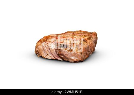 Un steak grillé isolé sur un fond blanc Banque D'Images