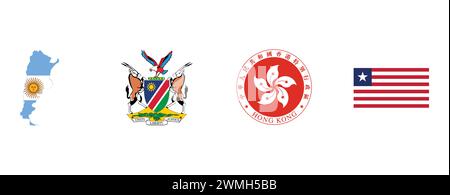 Carte du drapeau de Namibie, armoiries des Bahamas, drapeau de