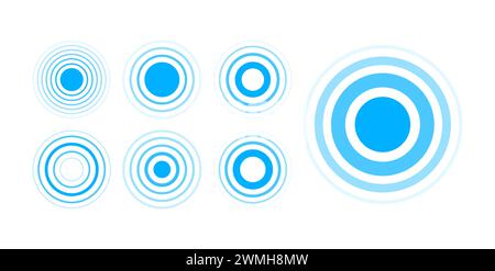 Cercles concentriques de signal. Anneaux concentriques. Thème épicentre. Signal de station radio. Illustration vectorielle Illustration de Vecteur