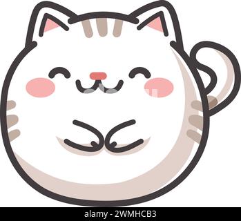 Chat blanc Tubby dans un style kawaii Illustration de Vecteur
