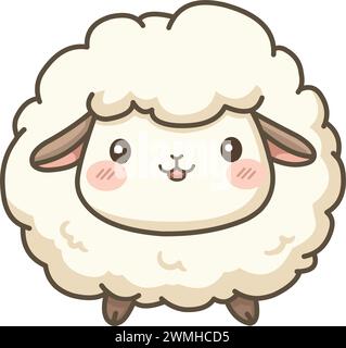 Agneau de mouton souriant dans un style kawaii Illustration de Vecteur