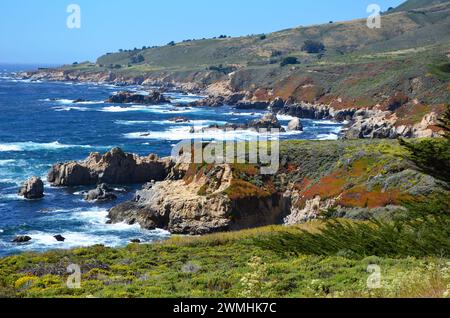 Big sur - Océan Pacifique depuis Pacific Coast Highway près de Carmel & Monterey, Californie, États-Unis Banque D'Images