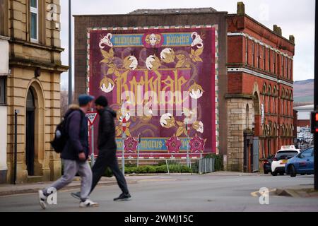 Rochdale, Royaume-Uni. 26 février 2024. La photo montre une murale à Rochdale avant l'élection partielle de Rochdale, Rochdale UK. Crédit : Jon Super/Alamy Live News. Banque D'Images