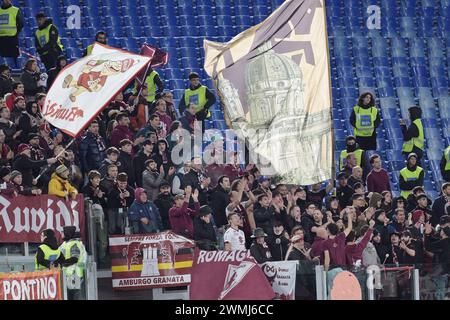 Roma, Italie. 26 février 2024. Supporters de Turin lors du match de football Serie A Tim entre Roma et Torino FC au stade olympique de Rome, Italie - lundi, 26 février 2024.&#xa0;Sport ( photo par Alfredo Falcone/LaPresse ) crédit : LaPresse/Alamy Live News Banque D'Images