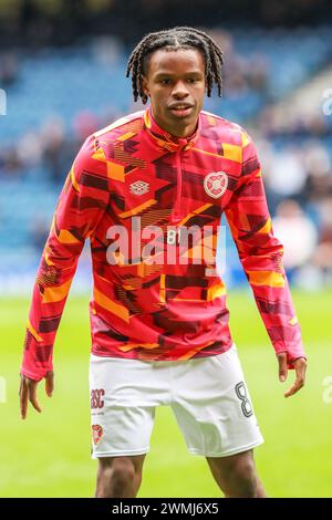 DEXTER LEMBIKISA, joueur de football professionnel, joue pour l'équipe de football Heart of Midlothian en première Division écossaise. Banque D'Images